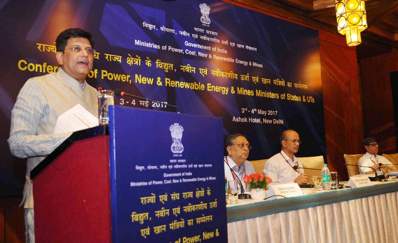 The Minister of State for Power, Coal, New and Renewable Energy and Mines (Independent Charge), Shri Piyush Goyal addressing at the inauguration of the Conference of Power, Renewable Energy and Mines Ministers of States & UTs, in New Delhi on May 03, 2017