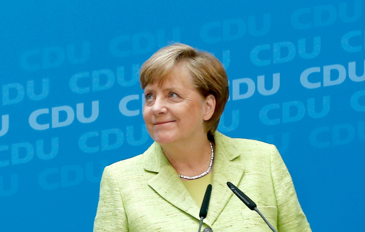 German Chancellor Angela Merkel addresses a news conference after the Schleswig-Holstein regional state elections, in Berlin, Germany, May 8, 2017. REUTERS/Fabrizio Bensch
