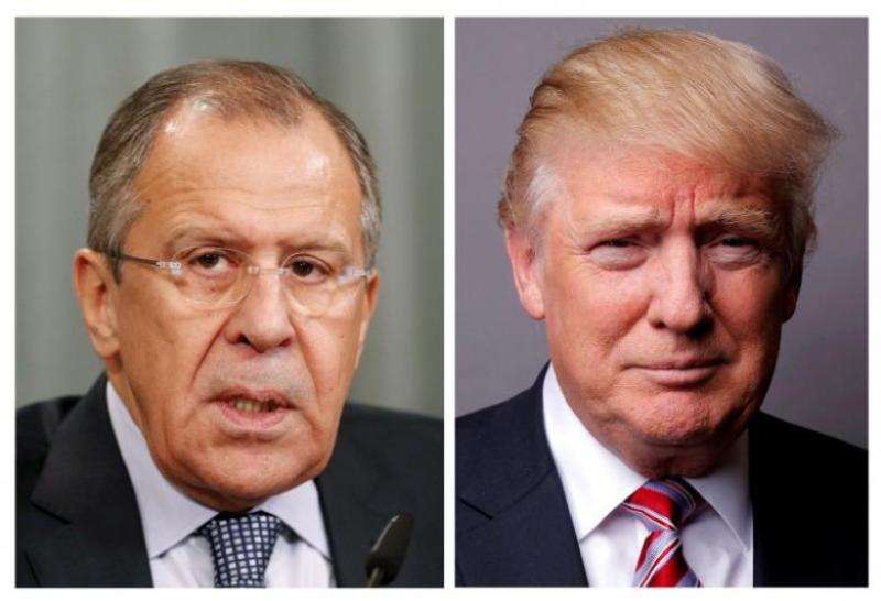  A combination of file photos showing Russian Foreign Minister Sergei Lavrov and U.S. President Donald Trump 