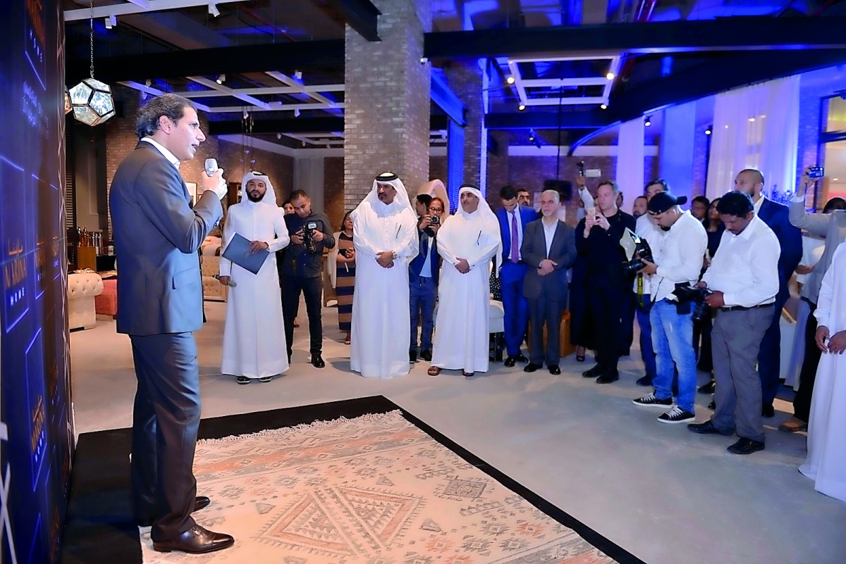 Khurshid Vakil, Marina Home’s Co-Founder, speaking during the opening of the Company's new store at the Mall of Qatar, yesterday.  Pic; Baher Amin/The Peninsula.