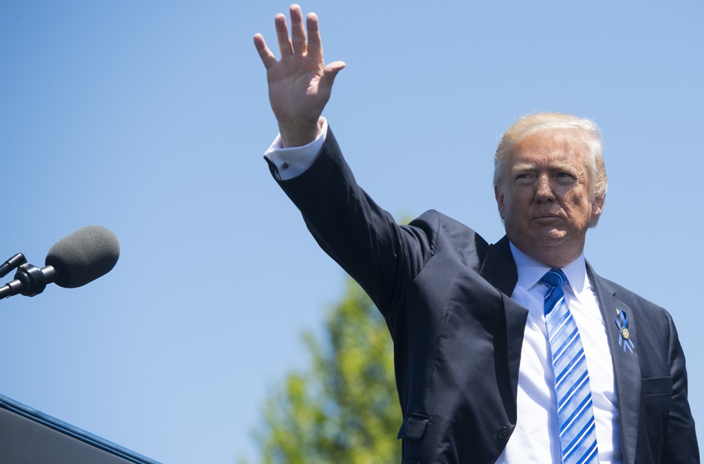 US President Donald Trump speaks during the 36th Annual National Peace Officers Memorial Service at the US Capitol in Washington, DC, May 15, 2017. / AFP / SAUL LOEB
