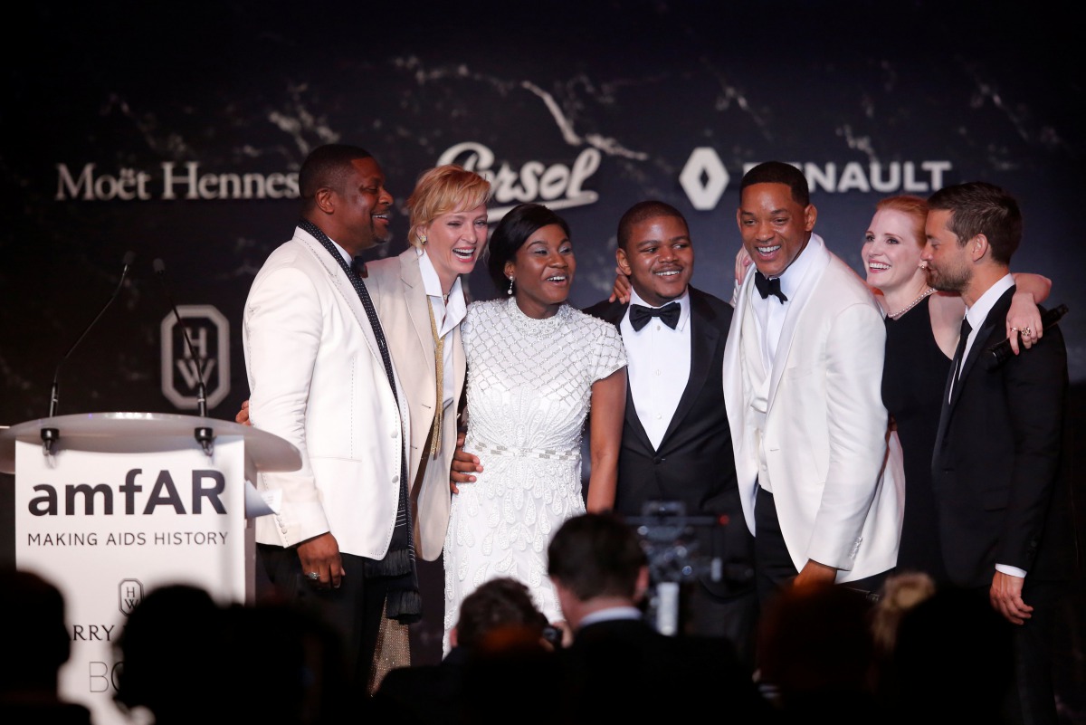 70th Cannes Film Festival - The amfAR's Cinema Against AIDS 2017 event - Auction - Antibes, France. 25/05/2017. Chris Tucker, Uma Thurman, Tobey Maguire, Jury members Jessica Chastain and Will Smith attend an auction. REUTERS/Stephane Mahe