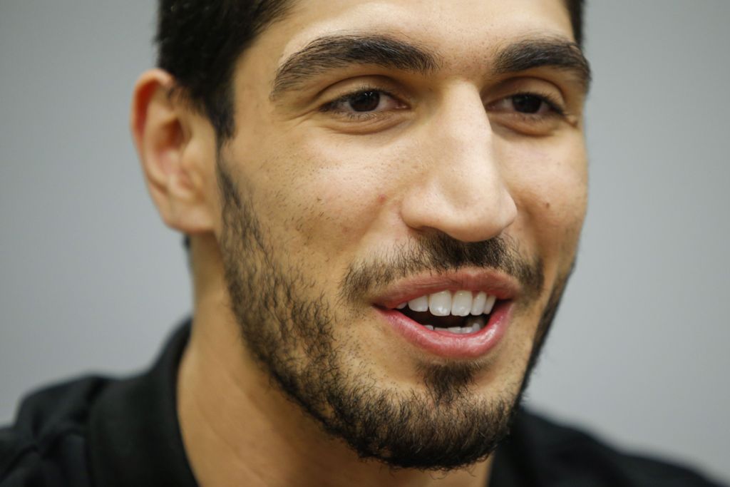 (FILES) This file photo taken on May 21, 2017 shows Turkish NBA Player Enes Kanter during a news conference about his detention at a Romanian airport in New York Turkish NBA player Enes Kanter, an outspoken critic of Turkish President Recep Tayyip Erdogan