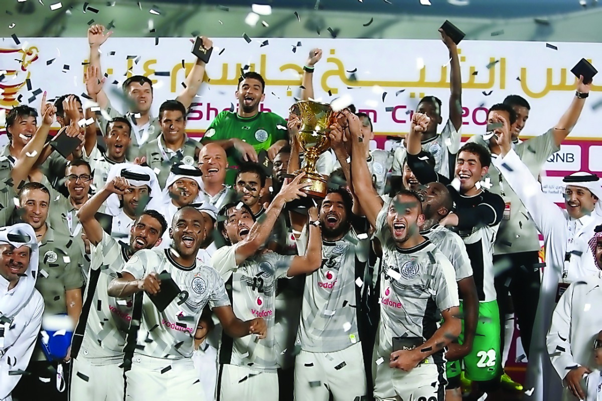 Al Sadd players and officials celebrate their win in the Sheikh Jassim Cup in this file picture. The tournament will kick off the new football season on September 9. 
