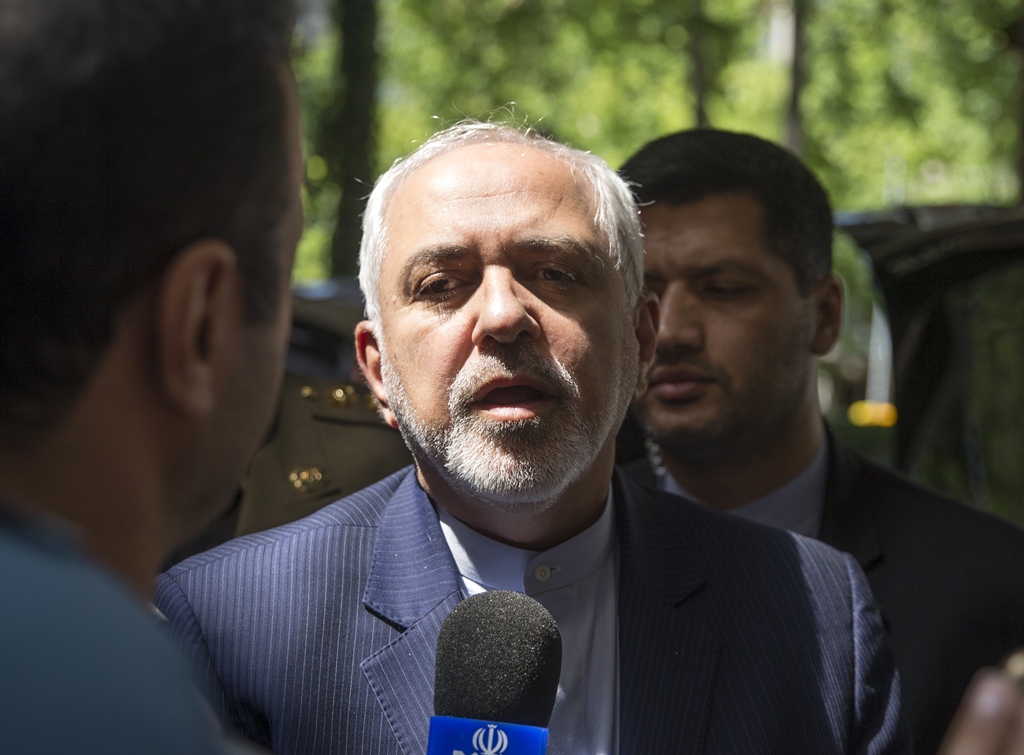 ANKARA, TURKEY - JUNE 7: Iranian Foreign Minister Javad Zarif speaks to media upon his arrival at the hotel during his visit for regional issues and bilateral ties with Turkish officials, in Ankara, Turkey on June 7, 2017. ( Emin Sansar - Anadolu Agency )