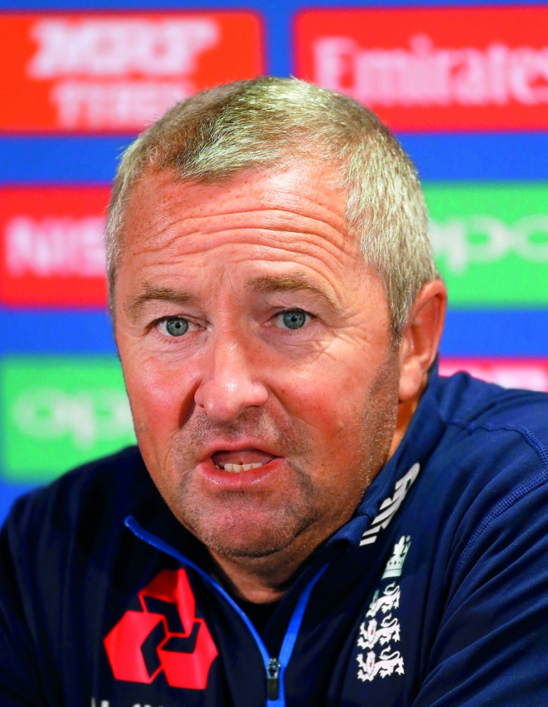 England assistant coach Paul Farbrace during a press conference in London yesterday. 