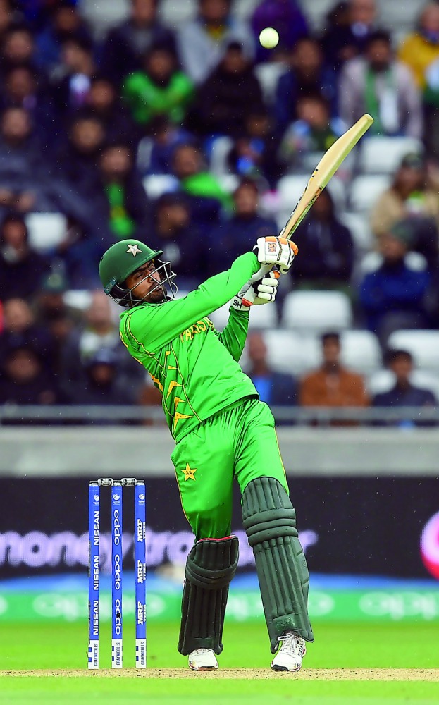 Pakistan's Babar Azam bats during the ICC Champions trophy match against  South Africa at Edgbaston in Birmingham. 