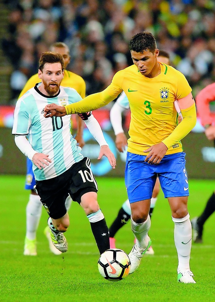 Action from Argentina's friendly against Brazil at the Melbourne Cricket Ground yesterday.