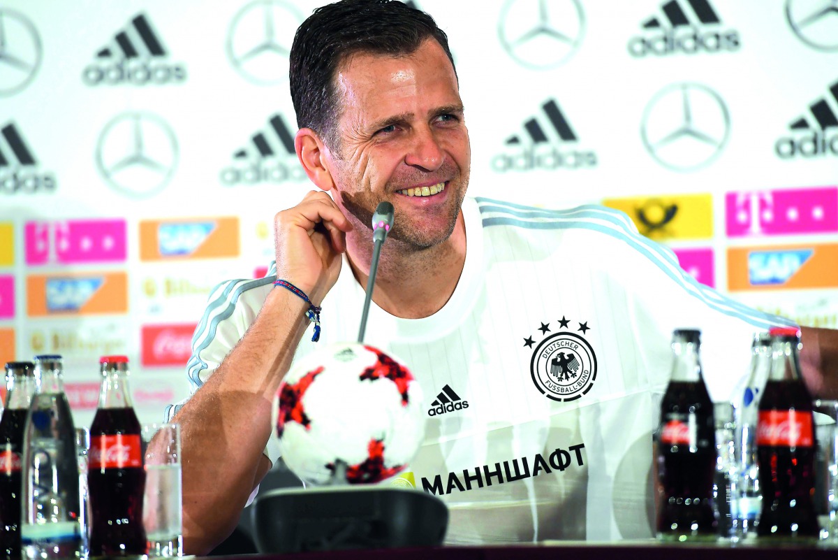 Germany's team manager Oliver Bierhoff gives a press conference in Sochi.