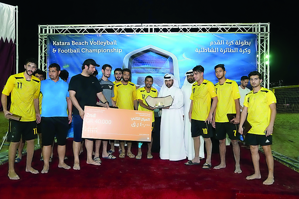 The winners of the seventh edition of the Katara’s Ramadan Beach Football Tournament. 