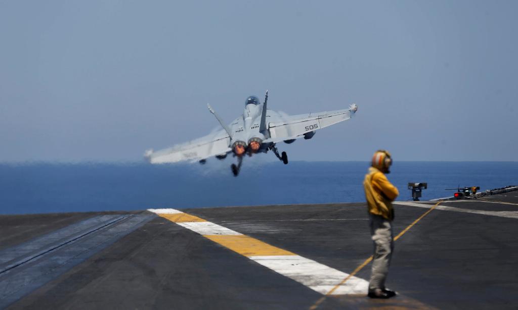  An F/A-18 fighter shot down a Syrian air force jet on Sunday, intensifying tensions between superpowers. Photograph: Baz Ratner/Reuters.