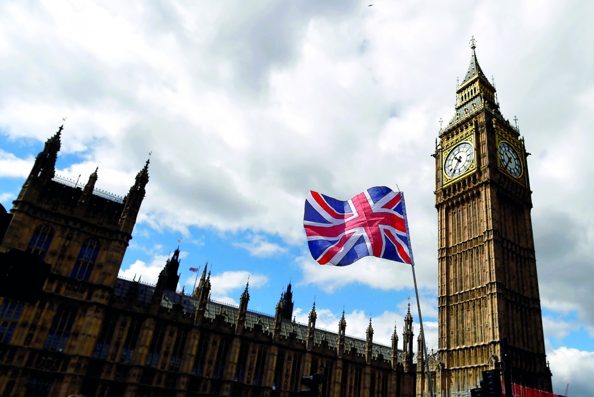 The Union Flag flies near the Houses of Parliament in London, yesterday.
