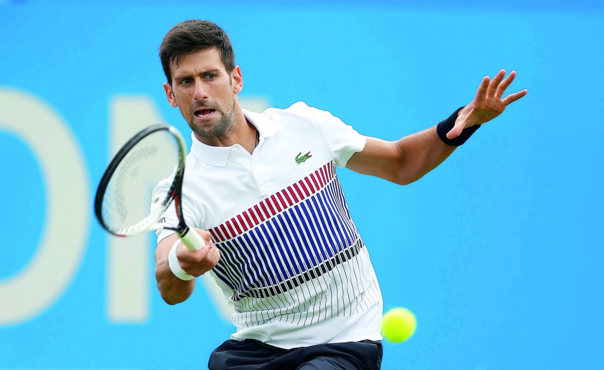 Serbia's Novak Djokovic in action during his quarter-final match against USA's Donald Young at the Aegon International in Eastbourne