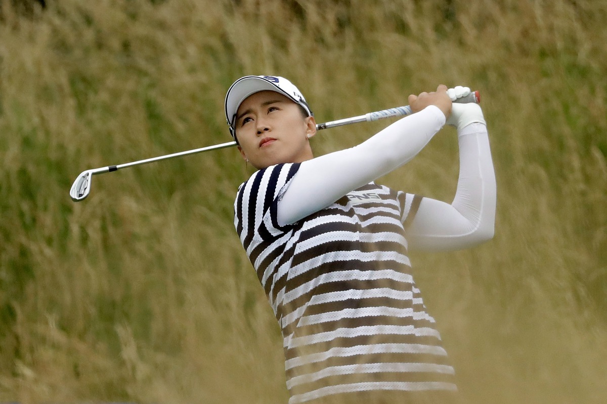 Amy Yang of South Korea hits her tee shot on the 15th hole during the first round of the 2017 KPMG PGA Championship at Olympia Fields Country Club on June 29, 2017 in Olympia Fields, Illinois. (Stacy Revere/Getty Images/AFP)