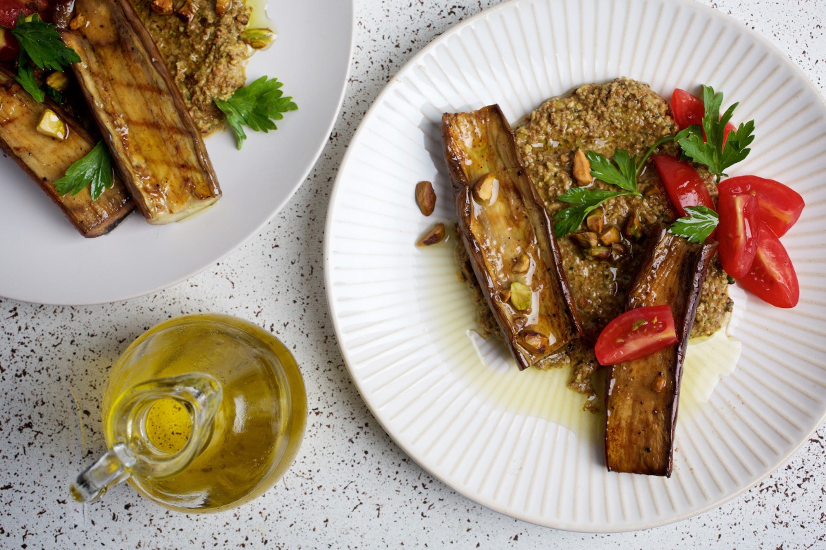 Grilled Eggplant on Pistachio 