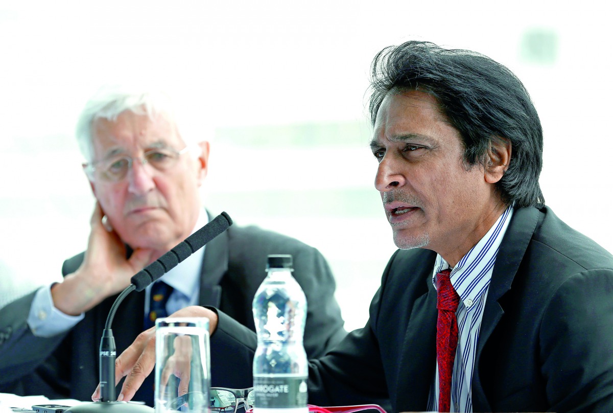Mike Brearley (left) and Ramiz Raja during the MCC World Cricket Committee press conference  in London on Tuesday.