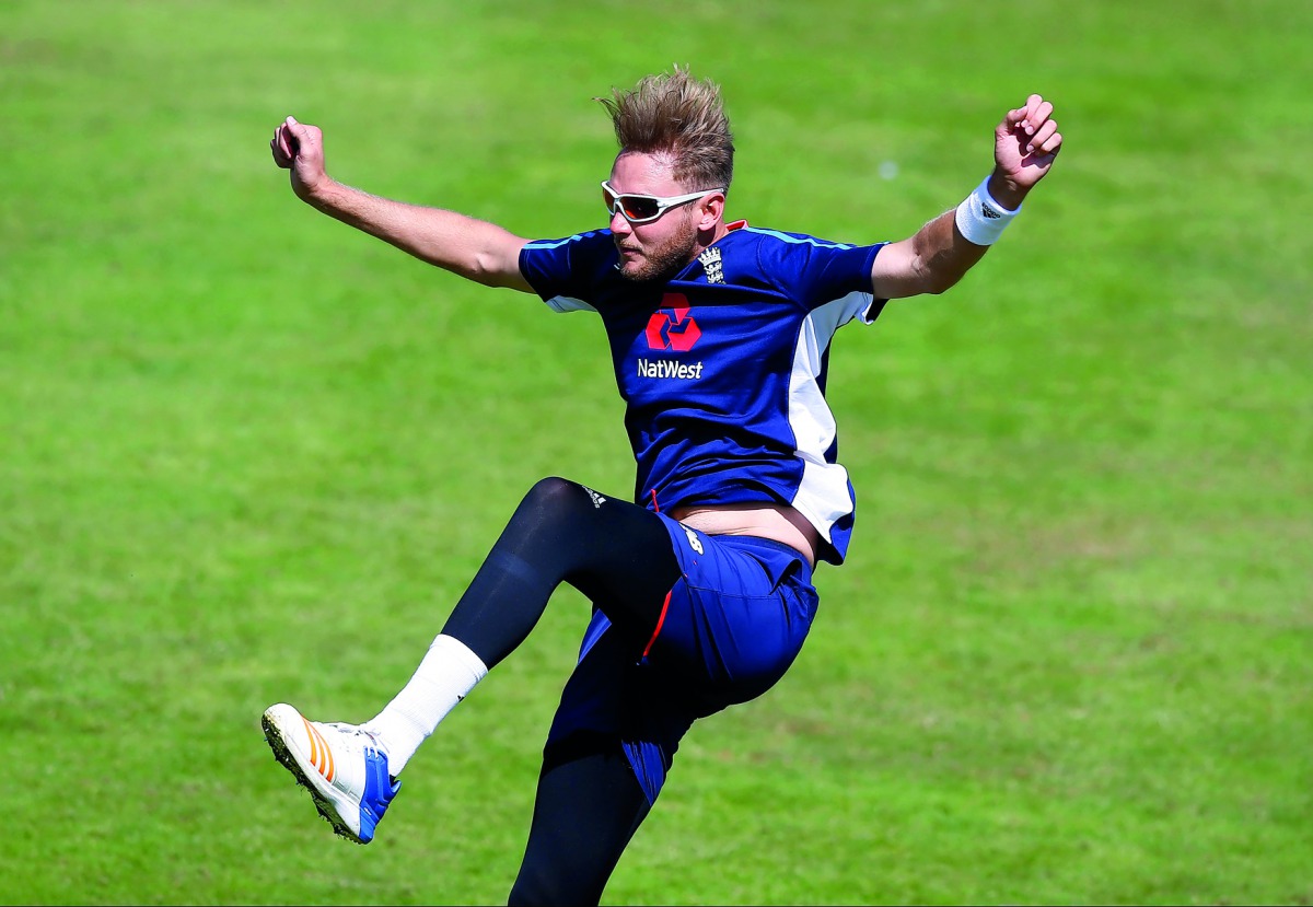 England's Stuart Broad during nets, yesterday at Lord's In London.