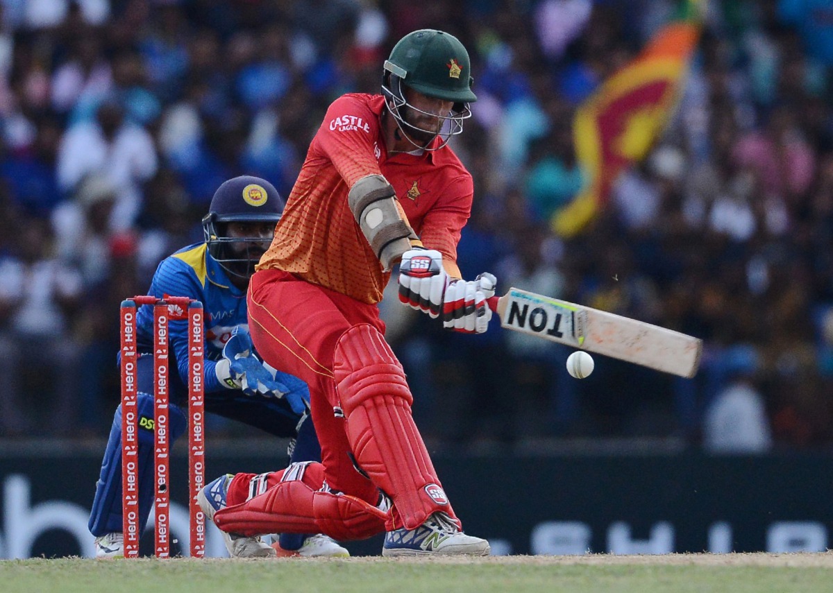 Zimbabwe's cricketer Craig Ervine plays a shot during the fourth one-day international (ODI) cricket match between Sri Lanka and Zimbabwe at the Suriyawewa Mahinda Rajapakse International Cricket Stadium in the southern district of Hambantota on July 8, 2
