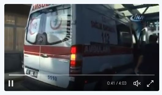 A screen grab showing an ambulance at the spot. 