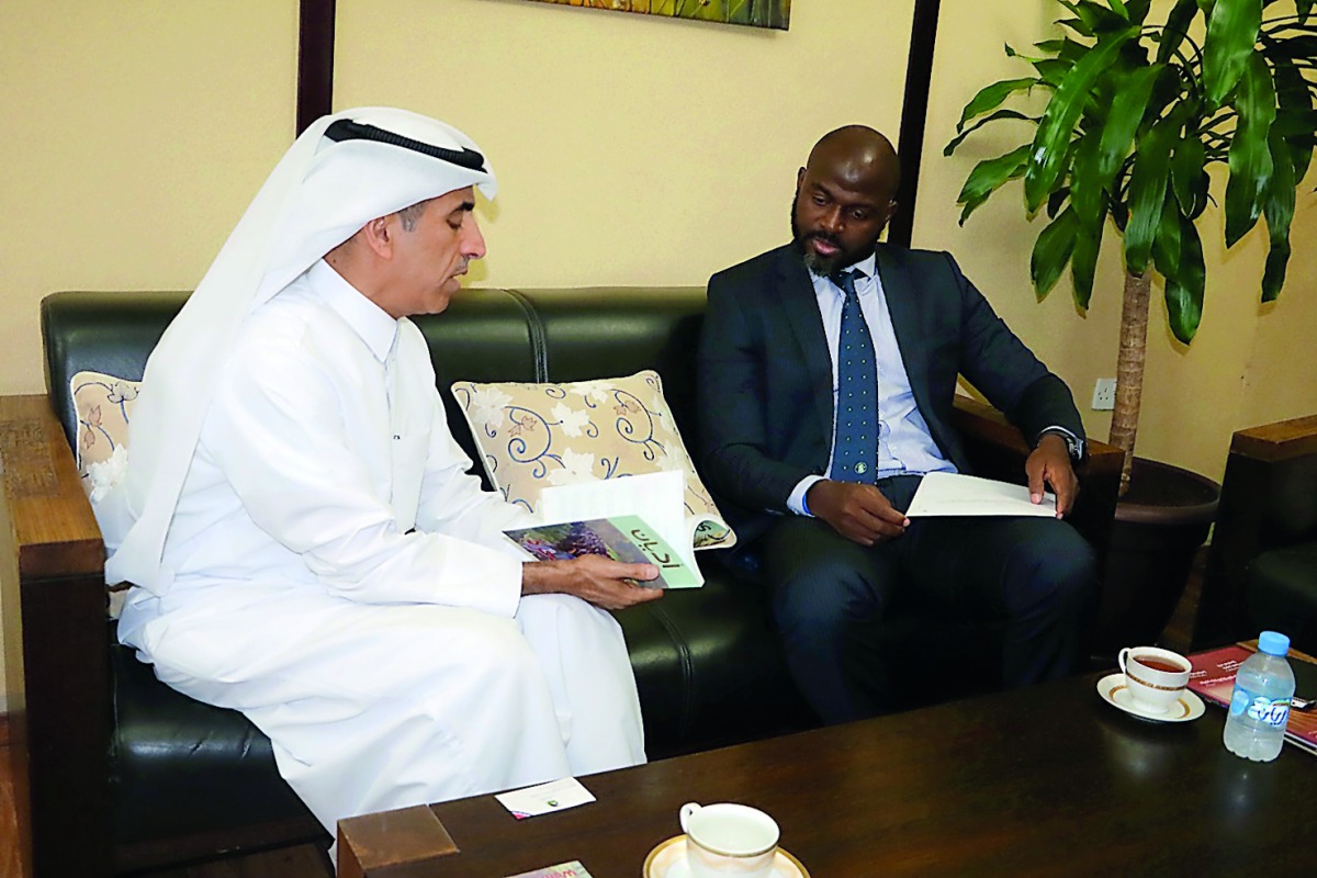 Dr Ibrahim Al Naimi, Chairman of DICID, with the Liberian Embassy Charge d’Affaires, Ali Sylla.
