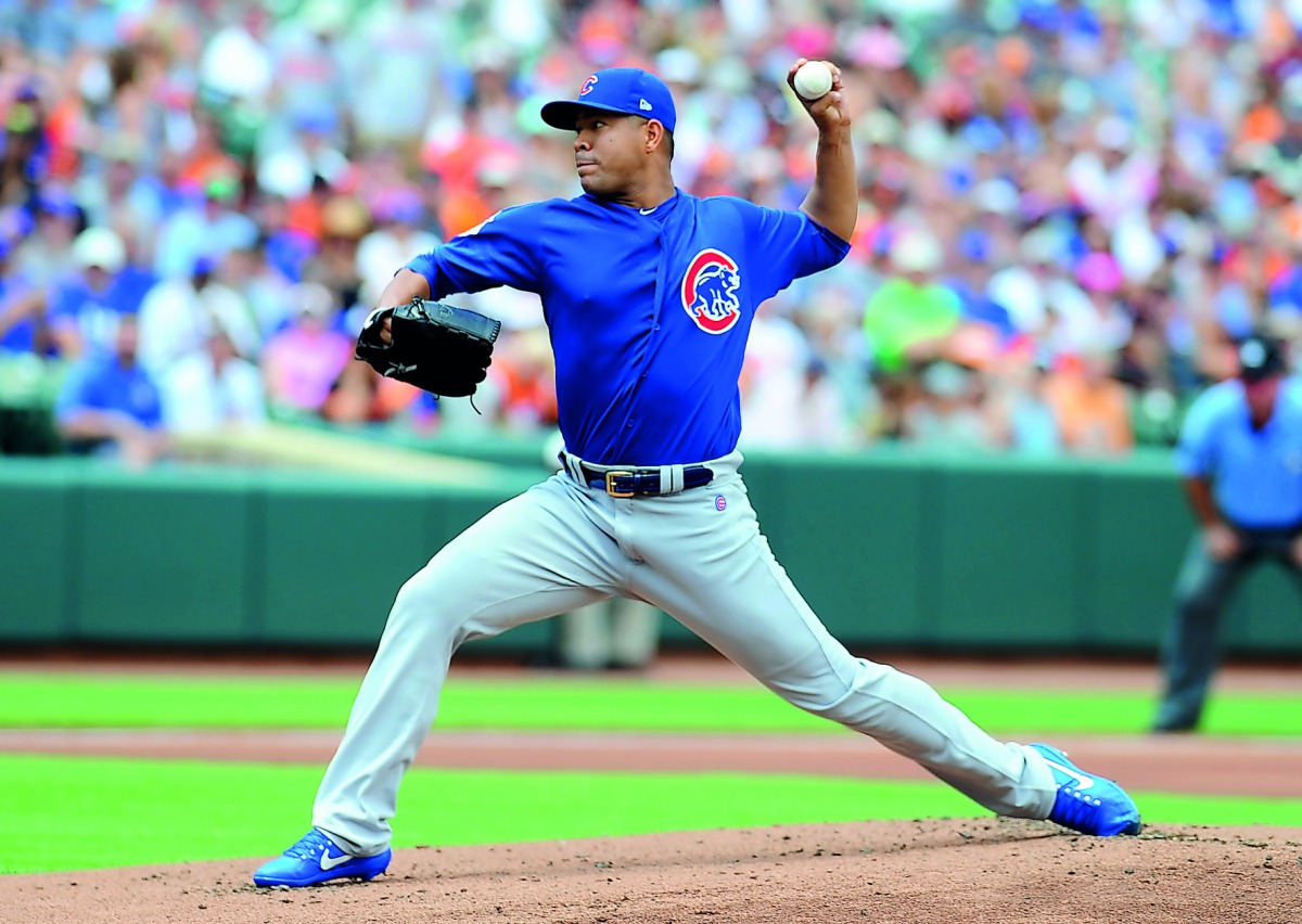 Chicago Cubs pitcher Jose Quintana throws the ball in the first inning against the Baltimore Orioles at Oriole Park at Camden Yards in Baltimore on Sunday.