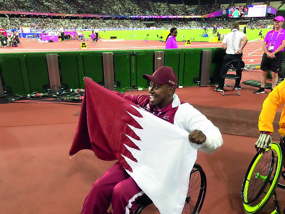 Qatar’s Abdulrahman Abdulqader celebrates his gold medal in London.