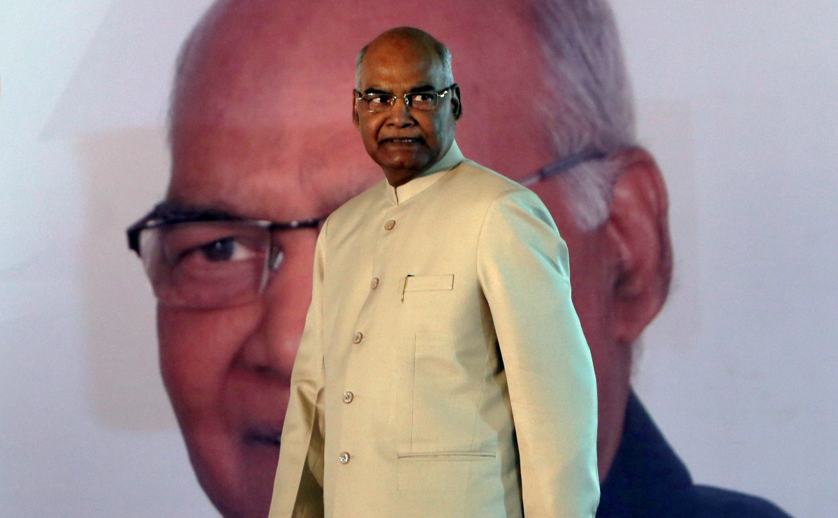 India's President-elect Ram Nath Kovind arrives to attend a ceremony after his victory, in New Delhi, India July 20, 2017. Reuters/Adnan Abidi
   
