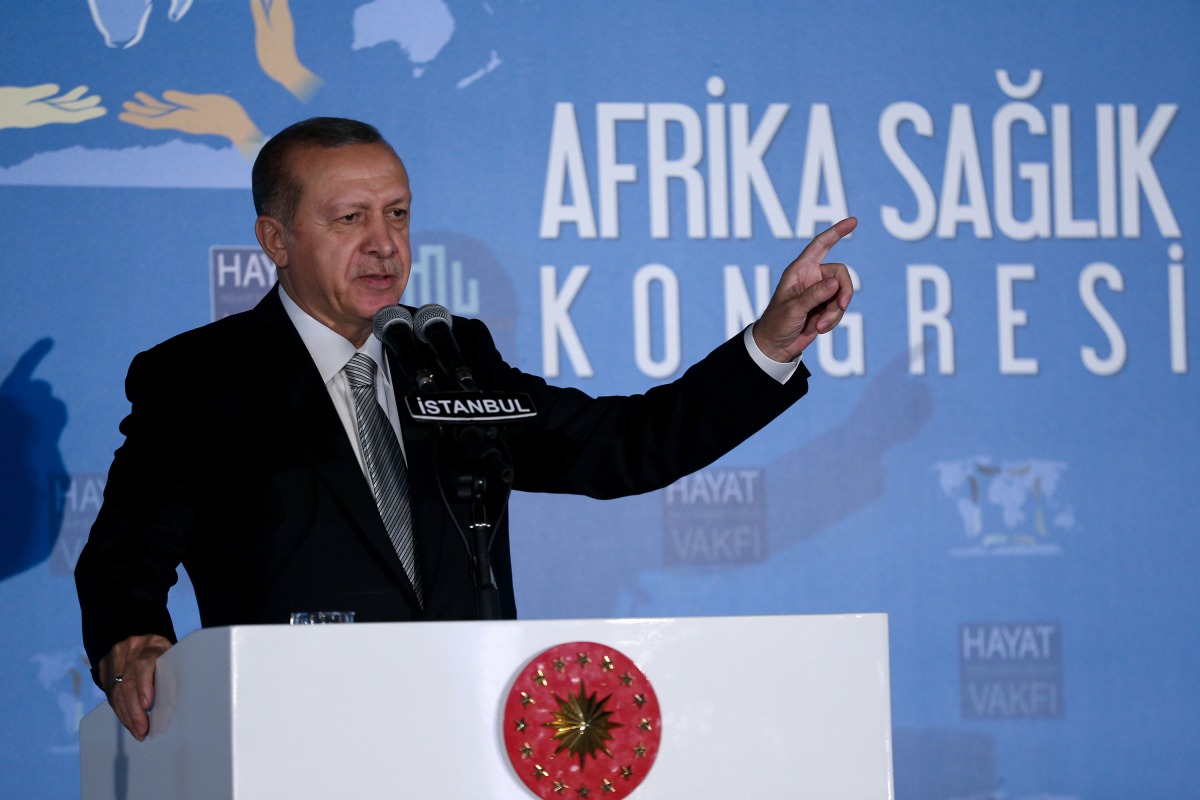 Turkish President Recep Tayyip Erdogan delivers a speech during the Health in Africa dinner at Dolmabahce Palace in Istanbul, Turkey on July 21, 2017. ( Arif Hüdaverdi Yaman - Anadolu Agency )