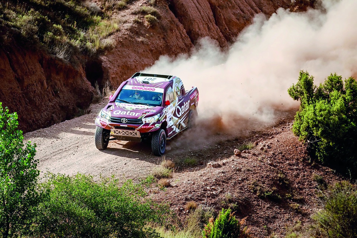 Overdrive Racing’s Qatari driver Nasser Saleh Al Attiyah in action during the Baja Aragon in Spain, round seven of the FIA World Cup for Cross-Country Rallies, in Teruel yesterday.