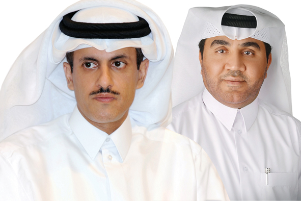 Chairman of Ezdan Holding Group, Sheikh Dr Khalid Thani bin Abdullah Al Than (left) and the CEO Ali Mohammed Al Obaidli.