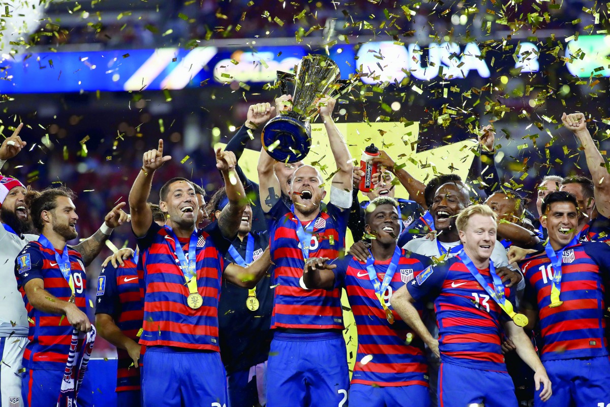 The United States players celebrate after they beat Jamaica in the 2017 CONCACAF Gold Cup Final at Levi’s Stadium in Santa Clara, California on wednesday.