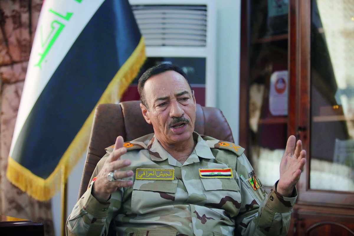 Major General Najm Abdullah Al Jubbouri speaking during an interview in Mosul, yesterday.
