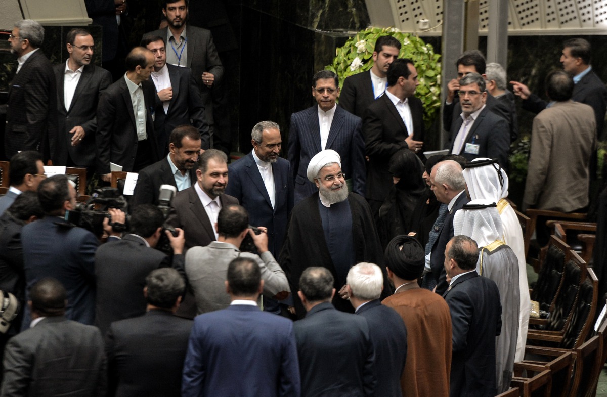 President of Iran Hassan Rouhani greets officials after his swearing in ceremony for his second term of presidency at the Iranian parliament in Tehran, Iran, on 05 August 2017. (Fatemeh Bahrami / Anadolu Agency)