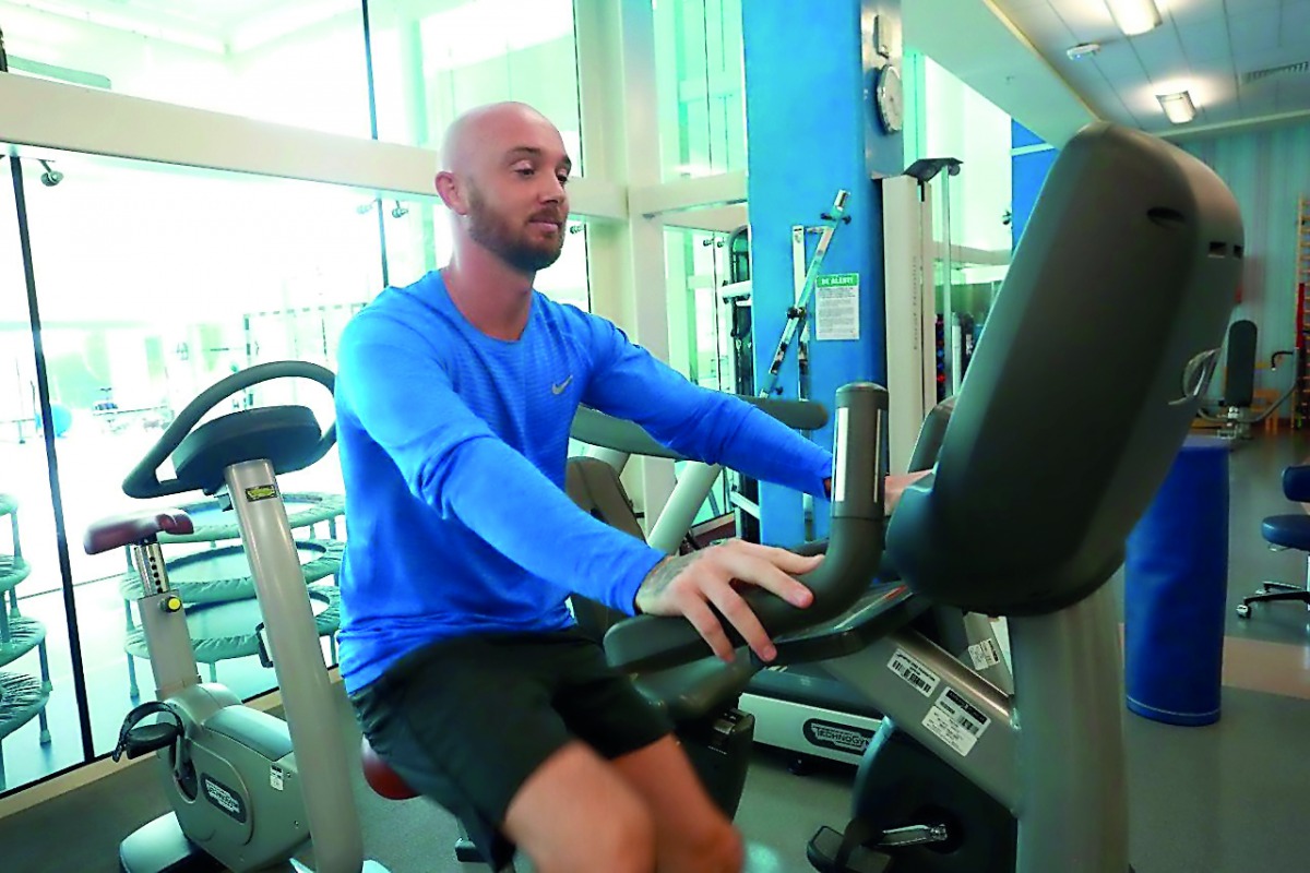 Stoke City midfielder Stephen Ireland in action during his treatments at Aspetar specialised orthopaedic and sports medicine hospital in Qatar. The 30-year-old footballer broke his leg in two places after an innocent collision on the training pitch with d