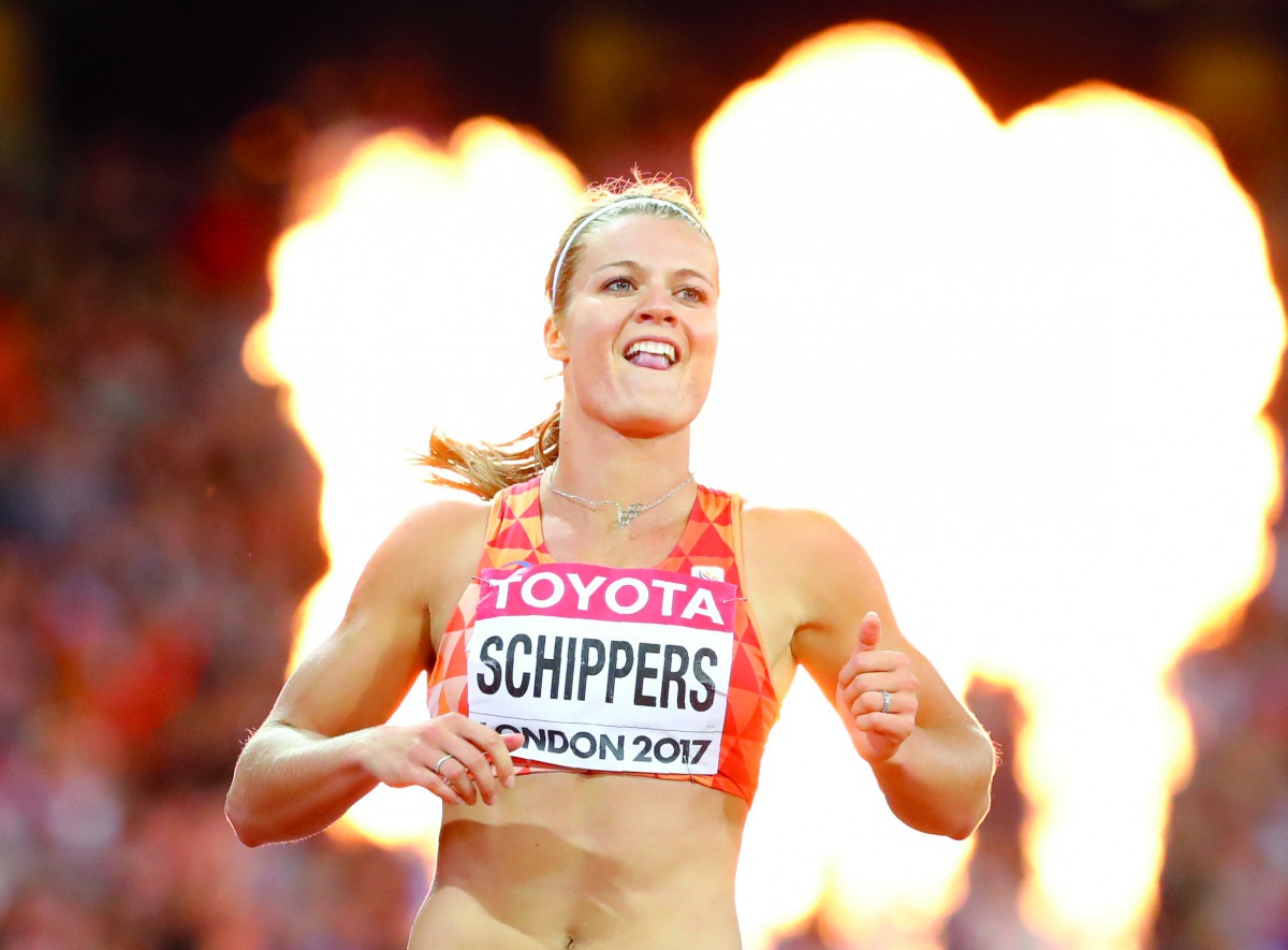 Dafne Schippers of the Netherlands winning the women’s 200 metres final at the World Athletics Championships in London yesterday.