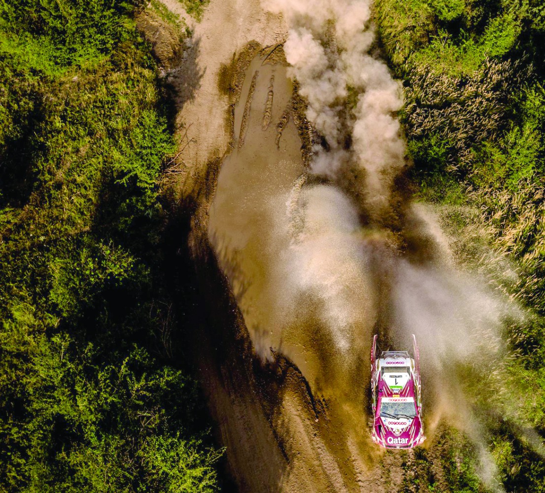 Overdrive Racing’s Qatari driver Nasser Saleh Al Attiyah is seen in action during the Hungarian Baja, round eight of the FIA World Cup for Cross-Country Rallies in this aerial photo.