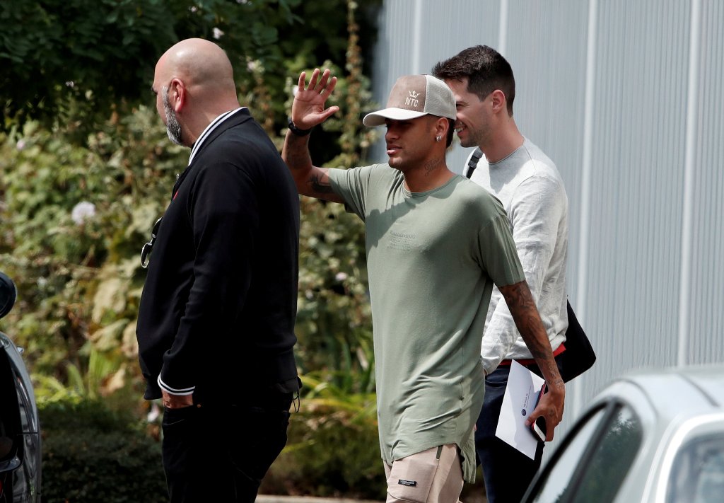 Paris St Germain's Neymar after training REUTERS/Benoit Tessier
