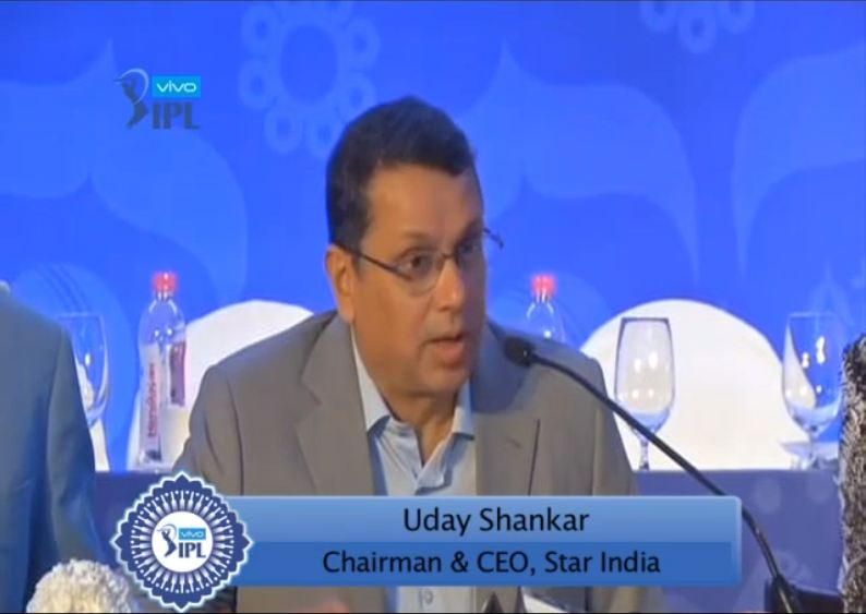Chief executive of Star India Uday Shankar addressing the media.