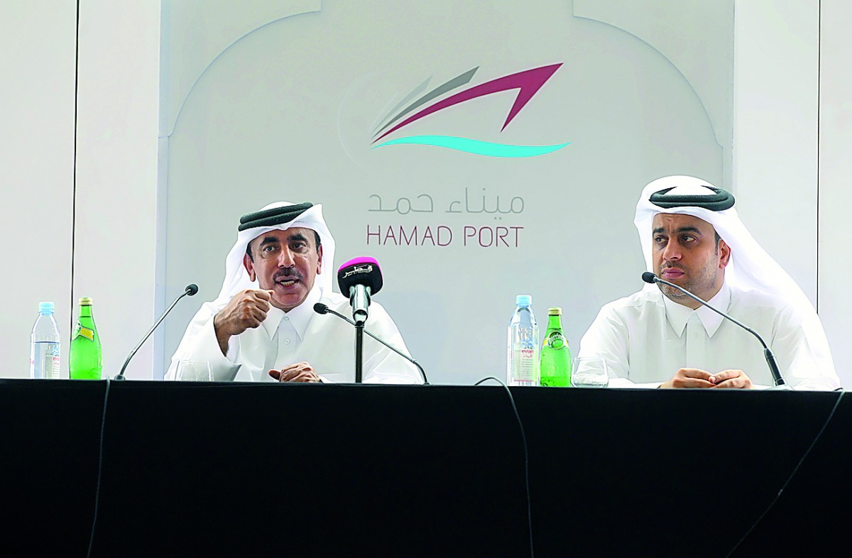 Minister of Transport and Communications H E Jassim bin Saif Al Sulaiti addressing a press conference.