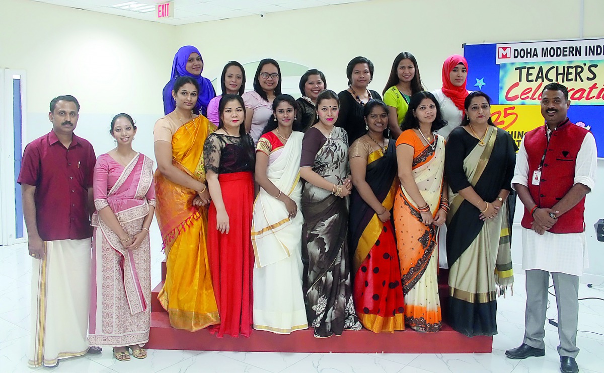 Teachers and officials at the Teachers’ Day celebrations.