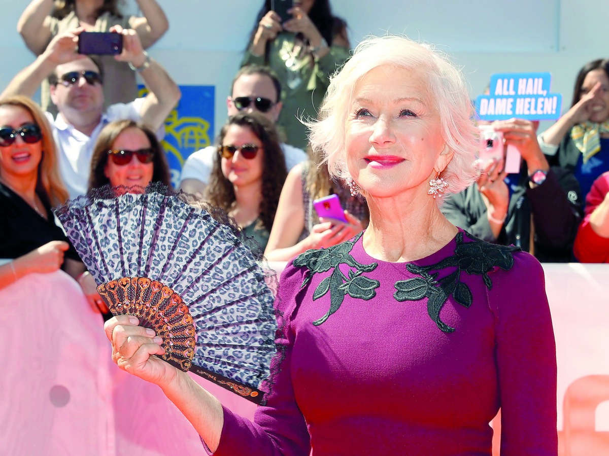 Actor Helen Mirren arrives at the premiere of the film ‘The Leisure Seeker’ at the Toronto International Film Festival (TIFF) in Toronto, yesterday.