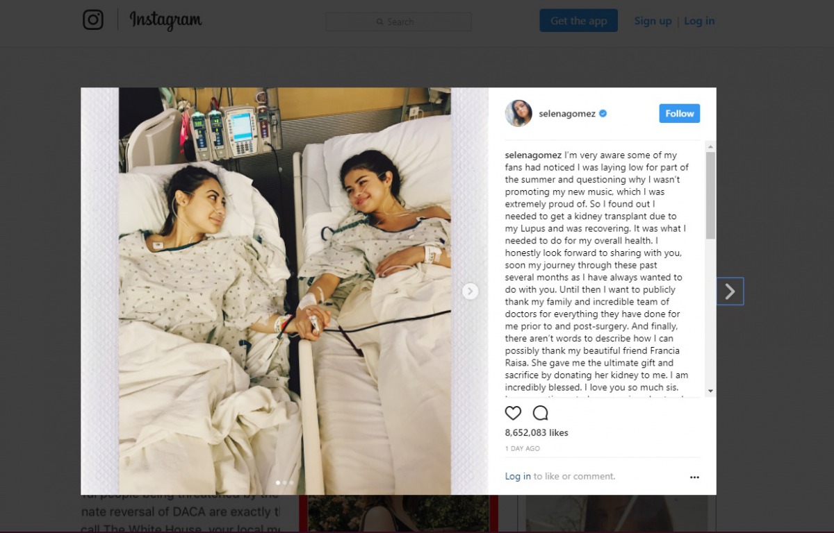 Instagram post that was shared by Selena Gomez