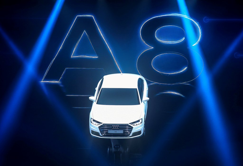 The new Audi A8 is seen during a presentation at the Audi Summit in Barcelona, Spain, July 11, 2017. REUTERS/Albert Gea/File Photo
