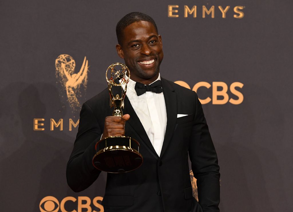 Sterling K. Brown poses with the award for Outstanding Lead Actor in a Drama Series for 