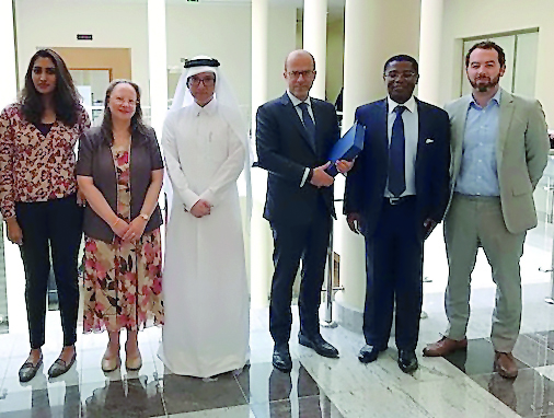 The Qatar University team, which launched a World Trade Organization (WTO) law clinic to study how the blockade could be analysed under the WTO’s principles, poses for a photograph.  
