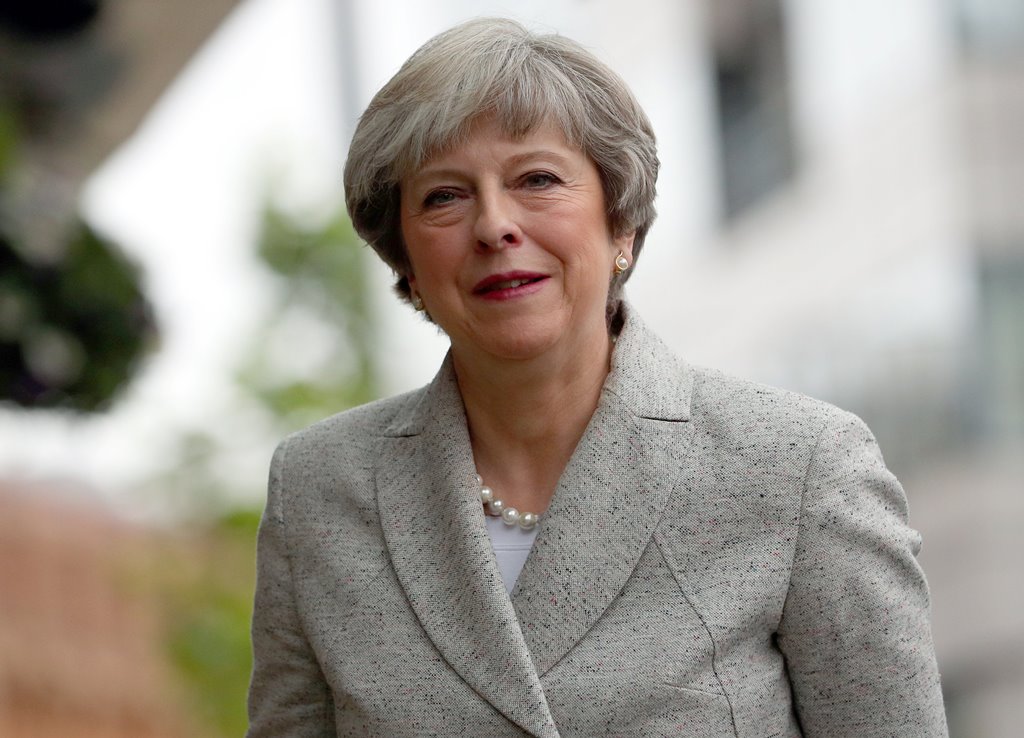Britain's Prime Minister, Theresa May, arrives back at the Midland Hotel on the opening day of the Conservative Party Conference, in Manchester, Britain October 1, 2017. Reuters/Hannah McKay