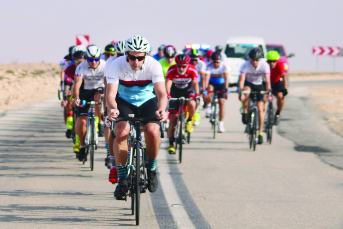 Riders compete during a test event conducted by the Qatar Cycling and Triathlon Federation (QCTF) ahead of the official launch of the new season.