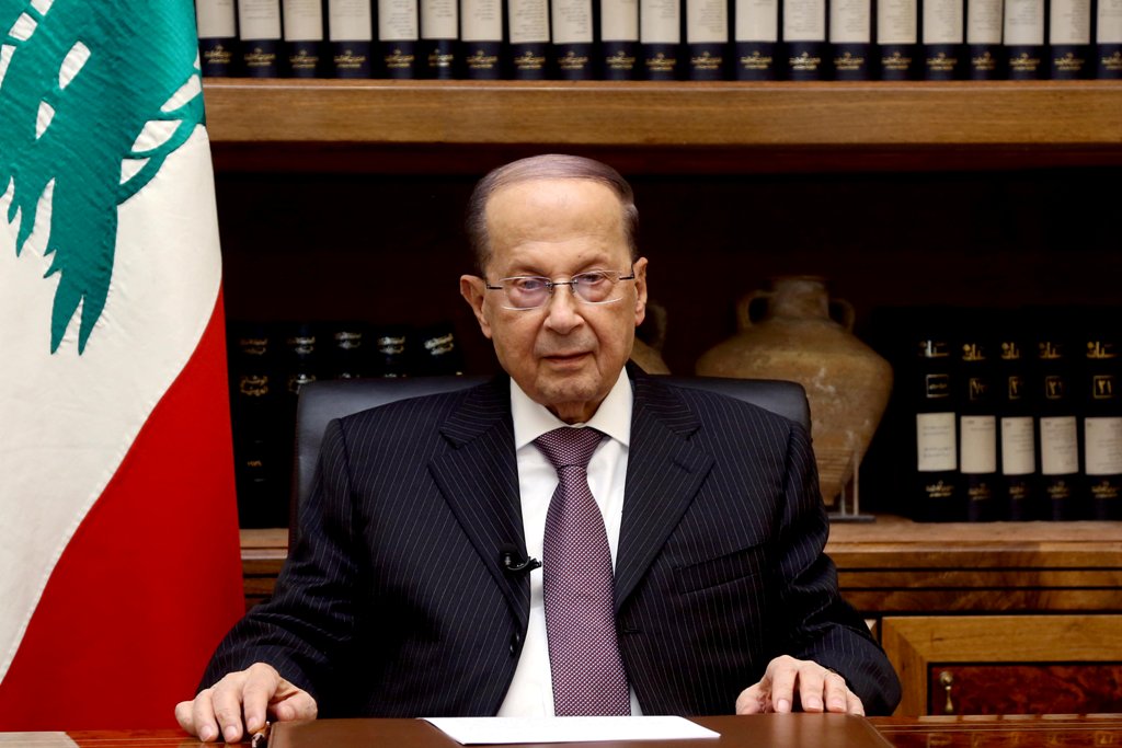 FILE PHOTO: Lebanon's President Michel Aoun is pictured at the Presidential Palace in Baabda, Lebanon April 12, 2017. Dalati Nohra/Handout via Reuters