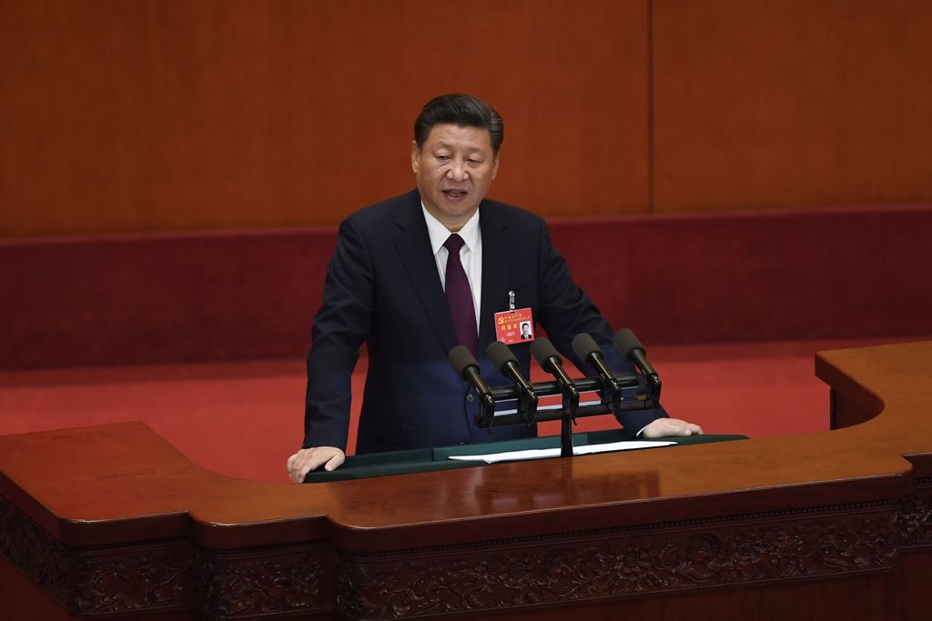 Chinese President Xi Jinping delivers a speech at the opening session of the Chinese Communist Party's Congress at the Great Hall of the People in Beijing on October 18, 2017./ AFP / WANG ZHAO