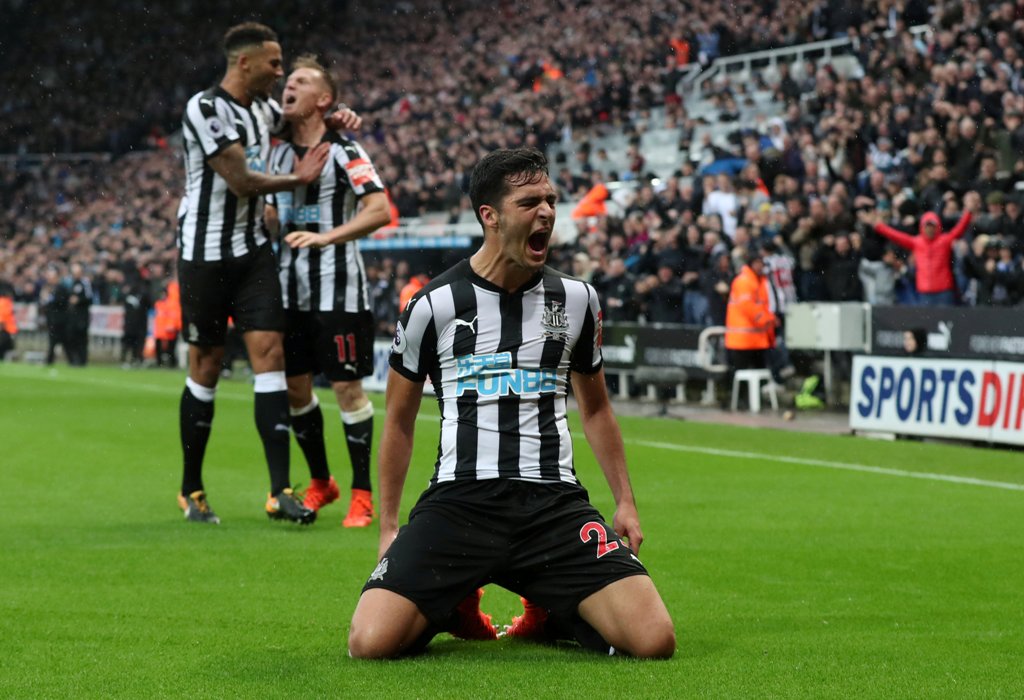 Newcastle United's Mikel Merino celebrates scoring their first goal REUTERS/Scott Heppell  
